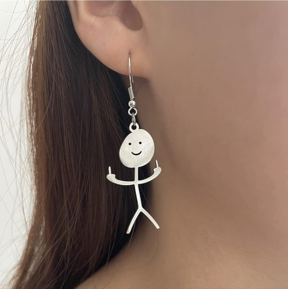 Silver Stick Figure Earrings